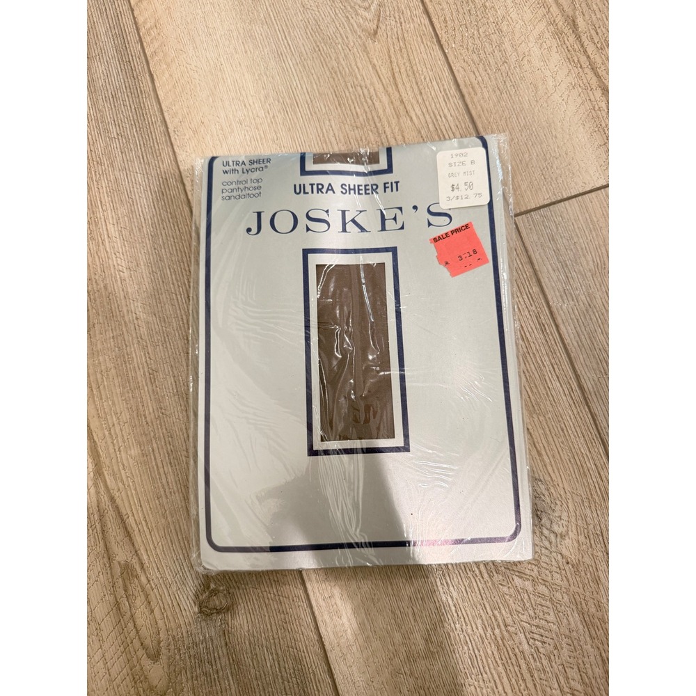 Vintage Joskes Ultra Sheer Control Top Pantyhose Sandalfoot Grey Mist Size B NIP